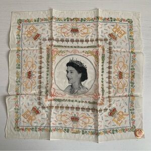 Vintage 1953 Queen Elizabeth II Coronation Handkerchief Souvenir